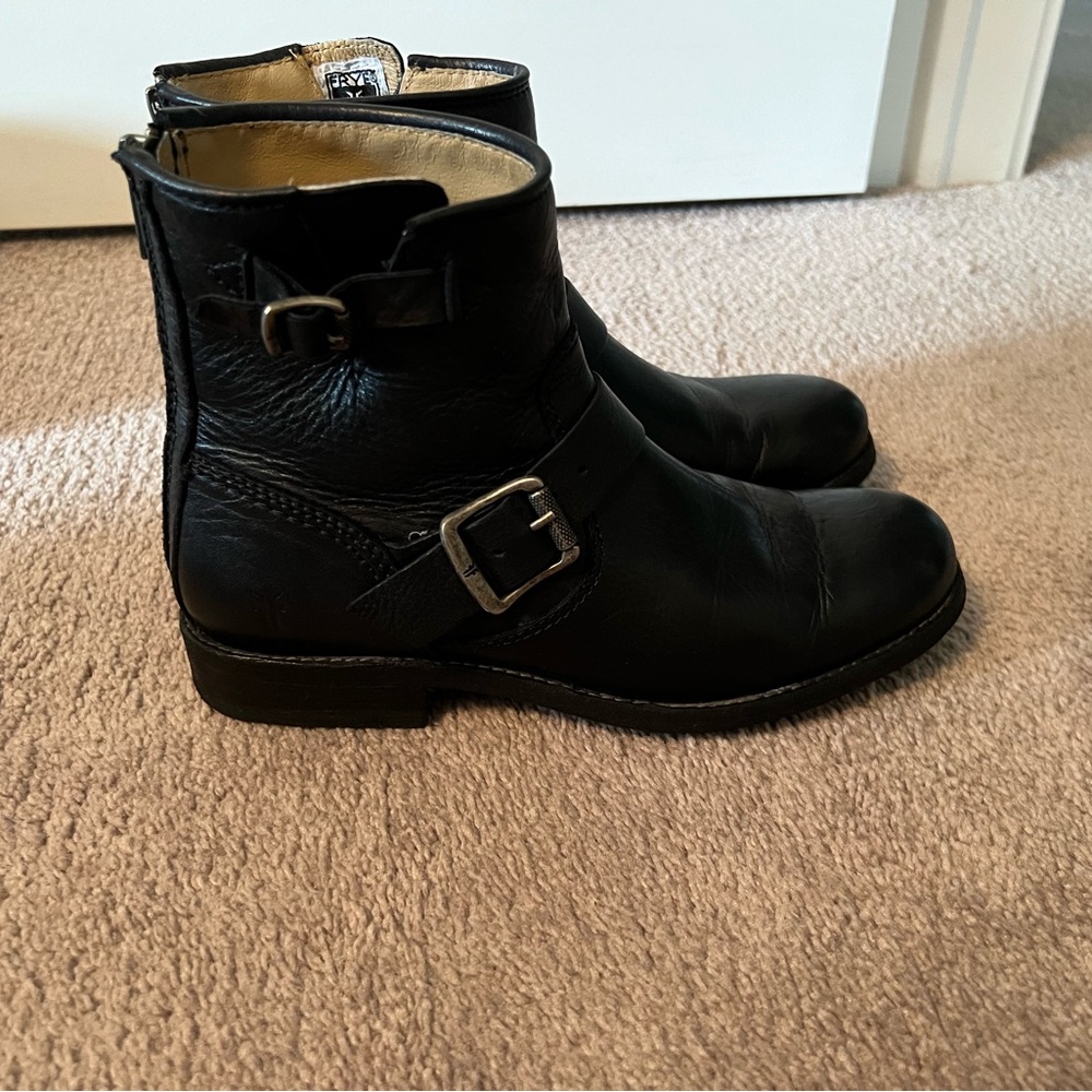 Frye Black Tyler Engineer Leather Boots